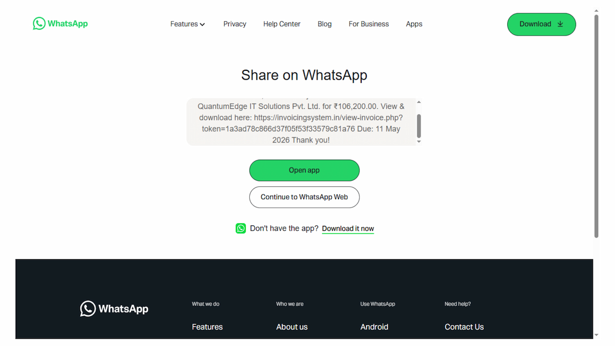 WhatsApp Share Screen